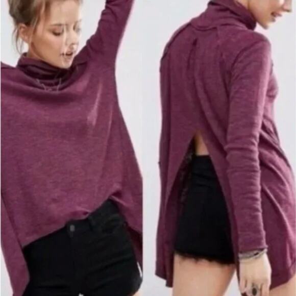 Free People Tara Split Back Turtleneck Thermal Sweater Size XS - Picture 2 of 11